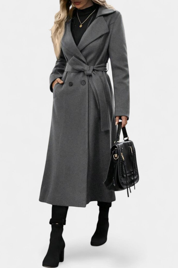 Fabienne | Cappotto Longline a Quadri con Cintura