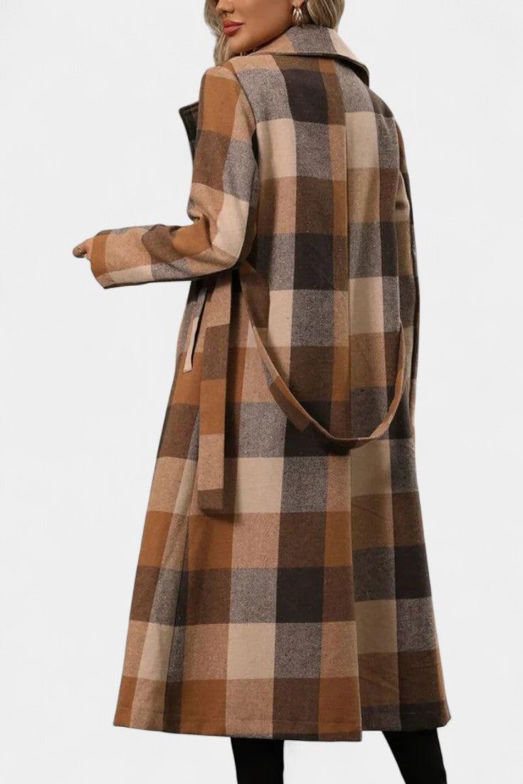 Fabienne | Cappotto Longline a Quadri con Cintura