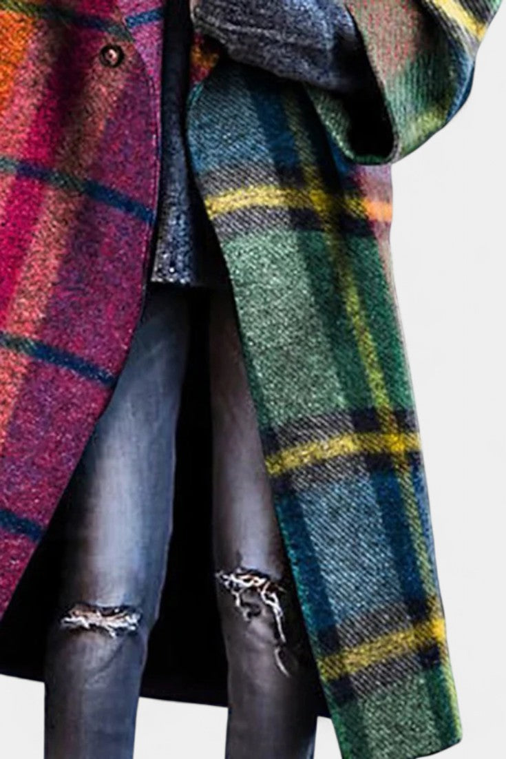 Rosalyn | Cappotto a Quadri con Collo a Revers