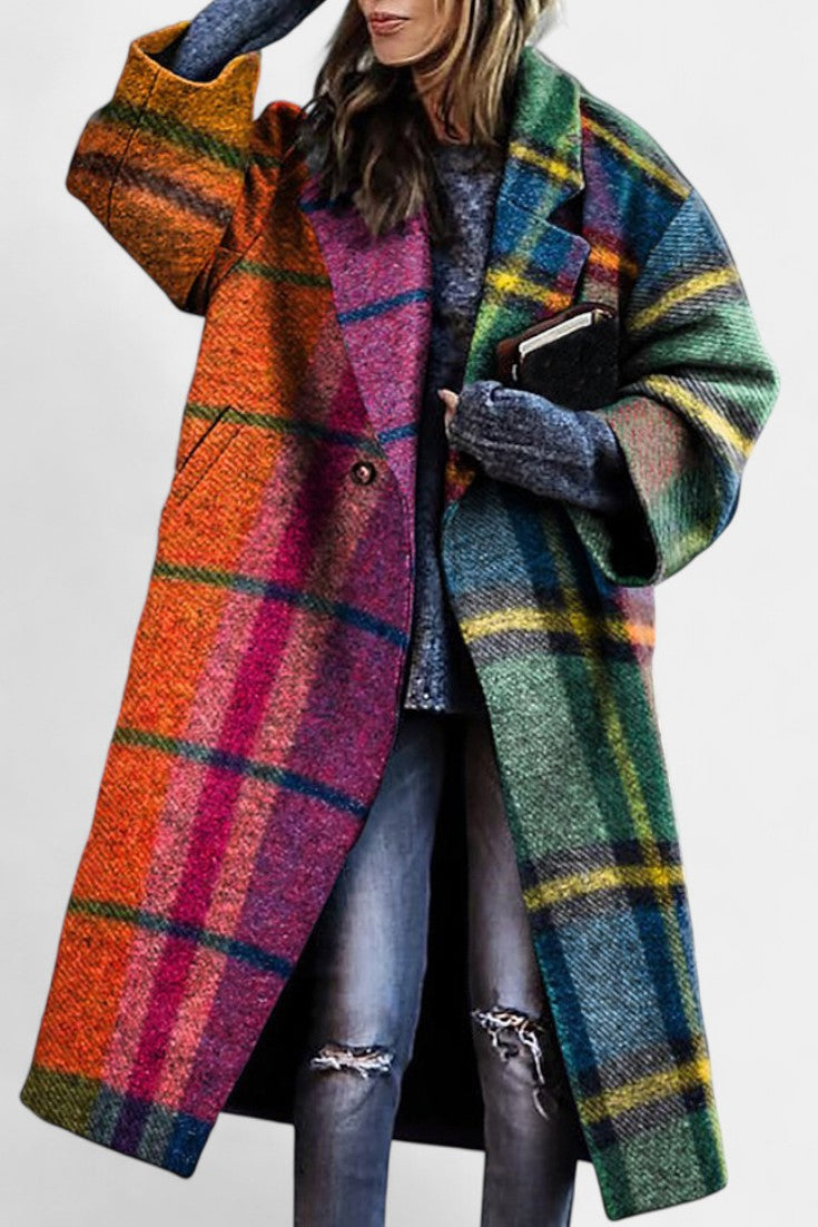 Rosalyn | Cappotto a Quadri con Collo a Revers