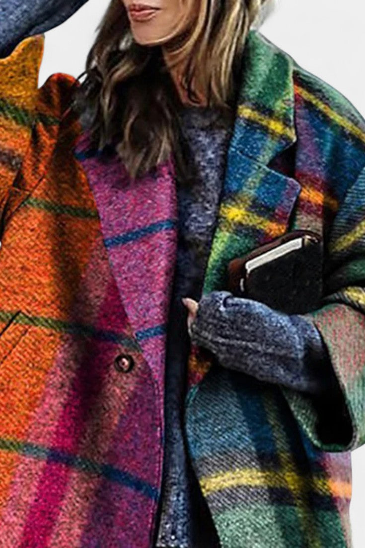 Rosalyn | Cappotto a Quadri con Collo a Revers