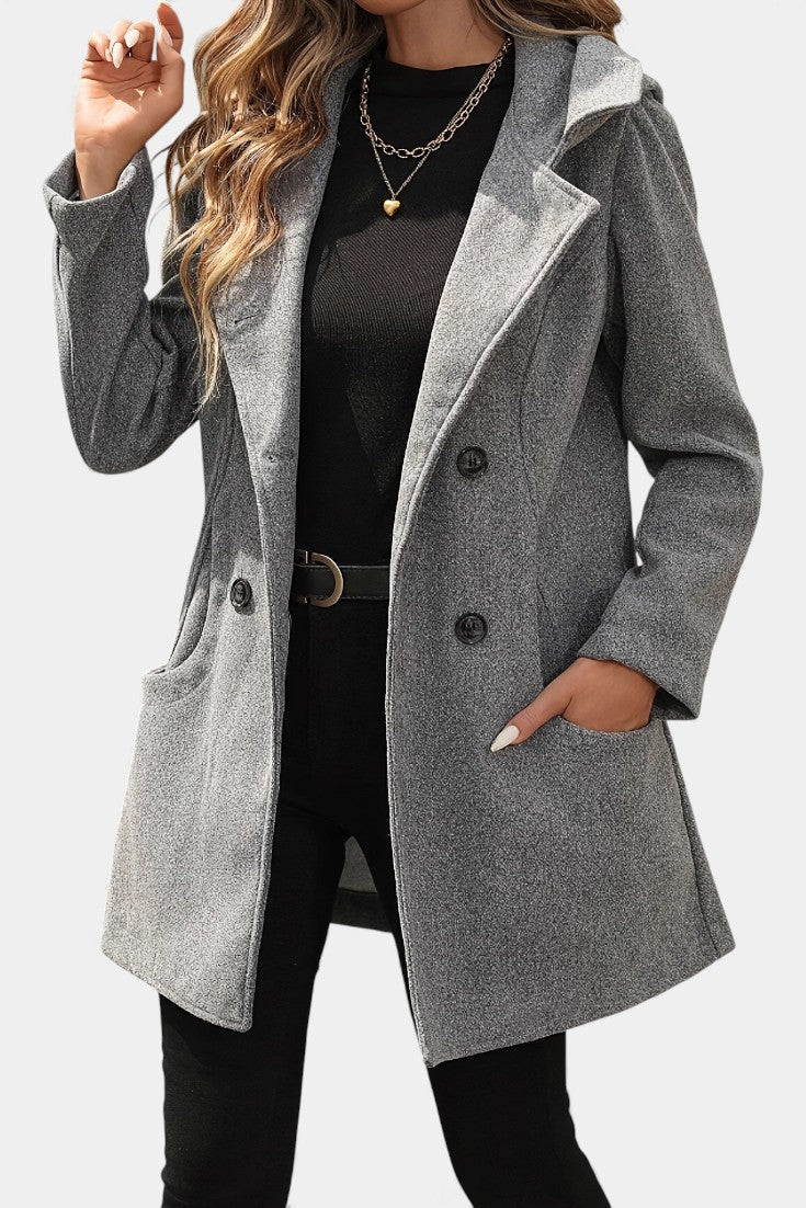 Ophelia | Cappotto a Doppio Petto con Cappuccio