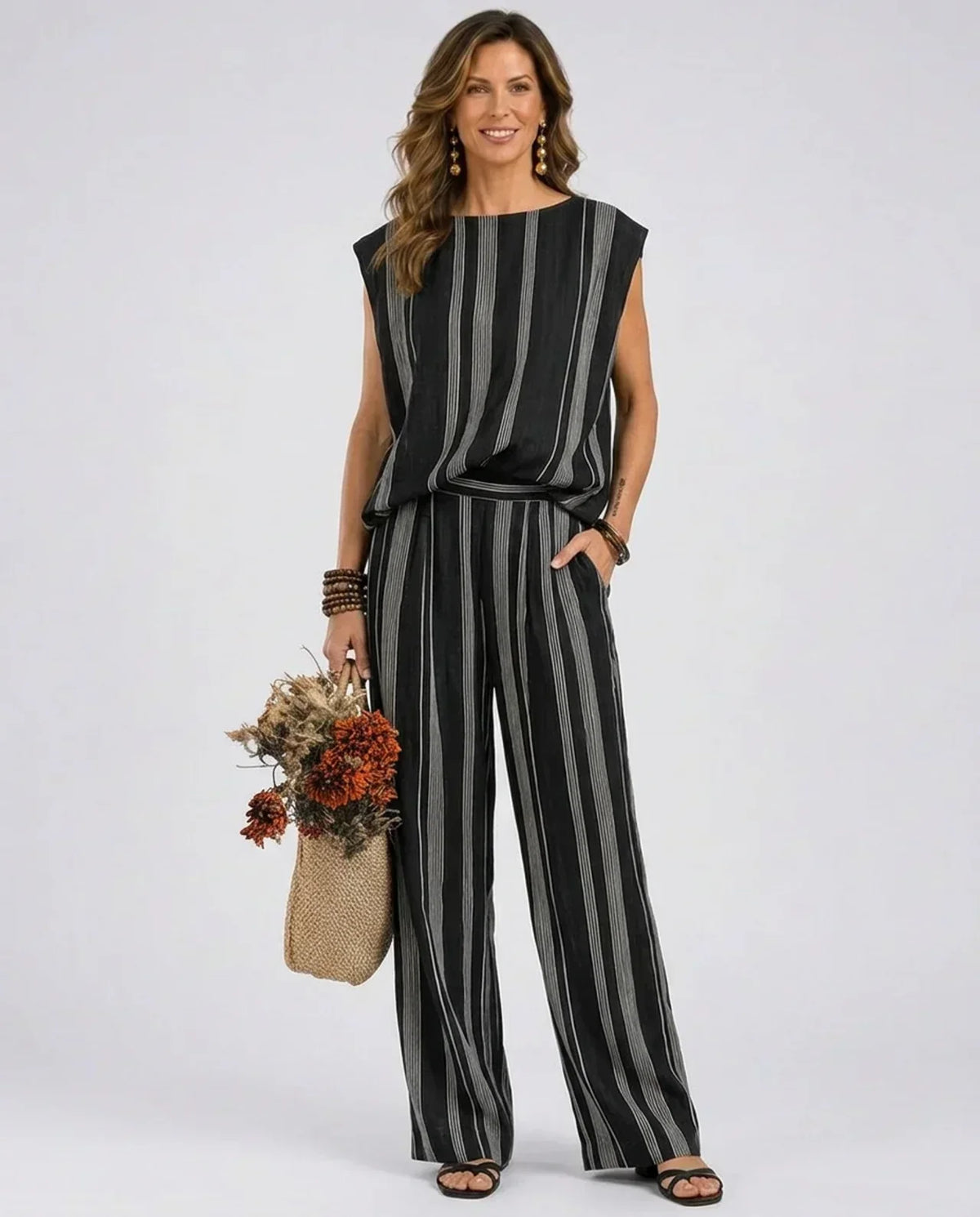Alessia | Elegante Completo a Righe 2 Pezzi