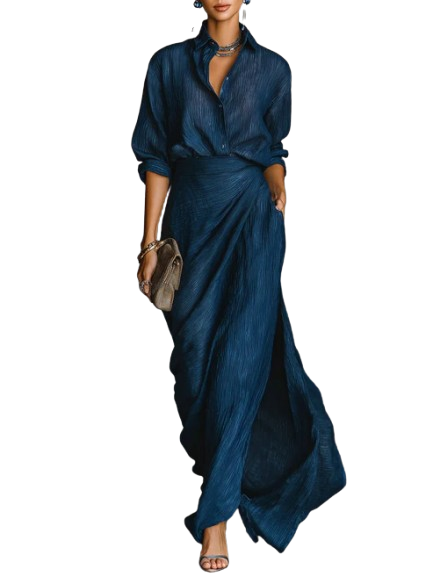 Céleste | Completo Elegante con Camicia e Gonna Lunga