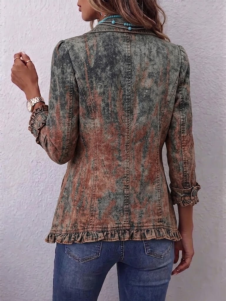 Flavie | Giacca Vintage Sfumata Testurizzata con Balze