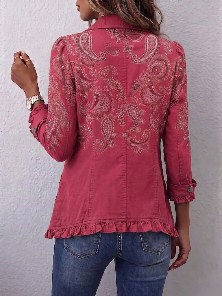 Iseult | Giacca Paisley Vintage Rosa Antico con Balze