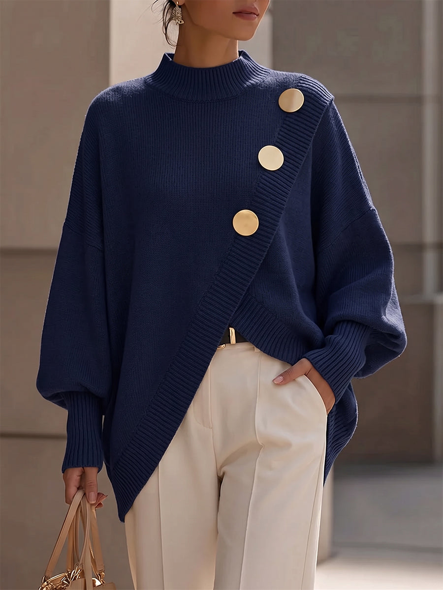 Rocío | Maglione Asimmetrico con Bottoni Dorati