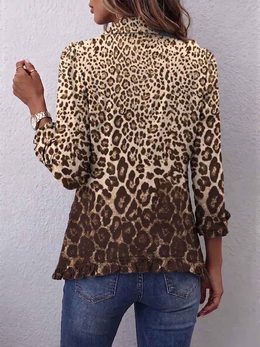 Ombeline | Giacca Leopardata Multicolore con Balze
