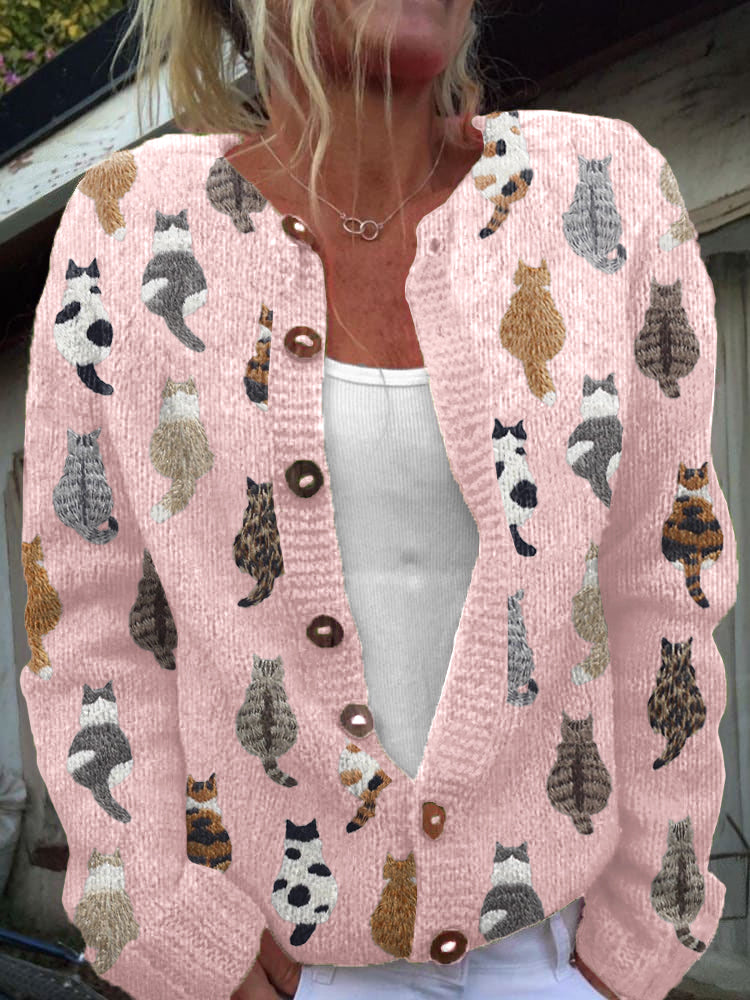 Solvara | Cardigan da donna con stampa di gatti