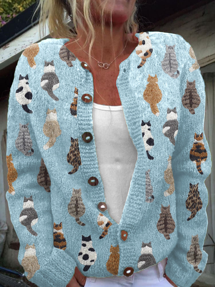 Solvara | Cardigan da donna con stampa di gatti