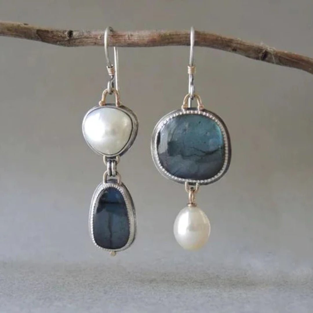 Azura | Orecchini Vintage in Pietra Blu e Perla