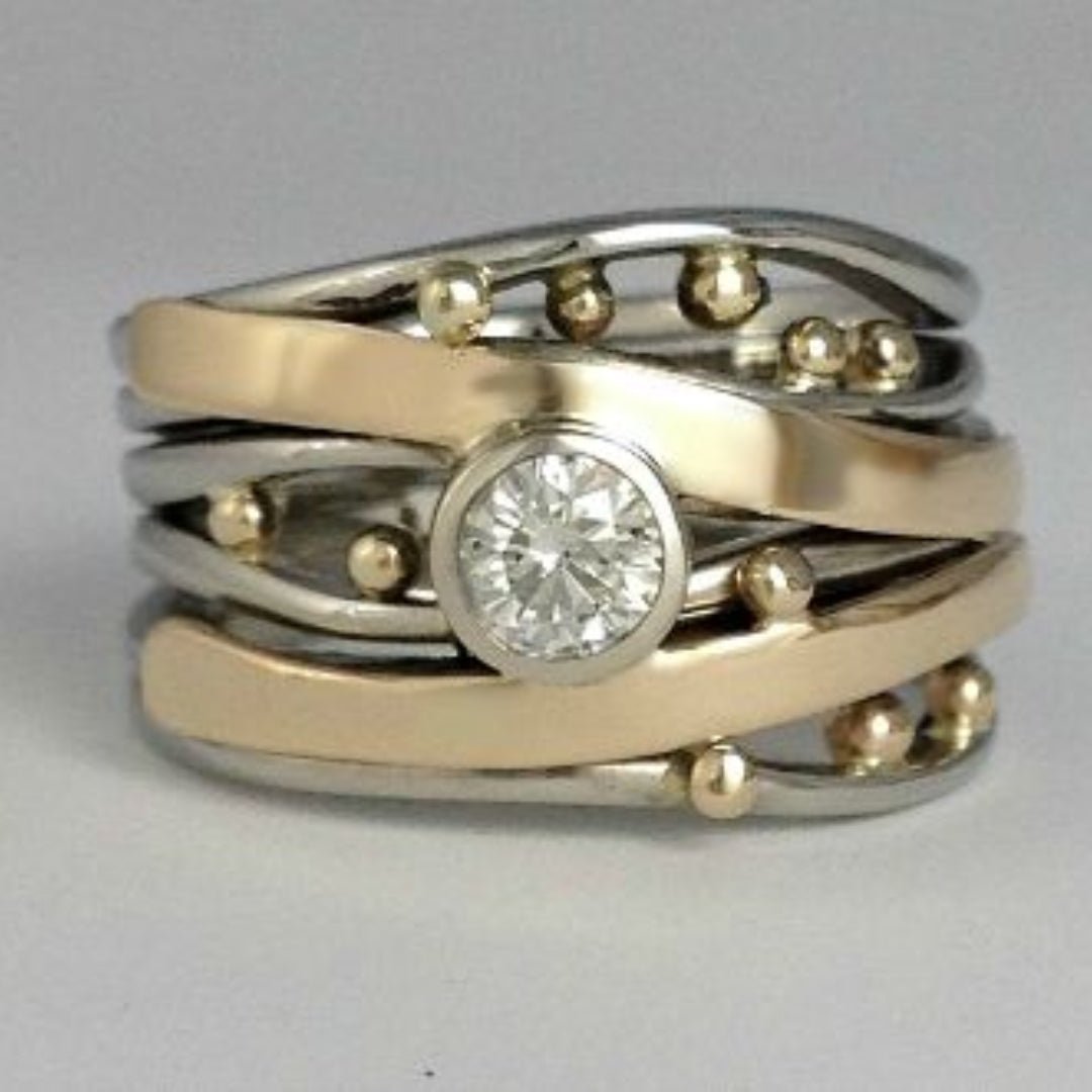 Ornara | Anello in Zirconia Intarsia Oro Vintage